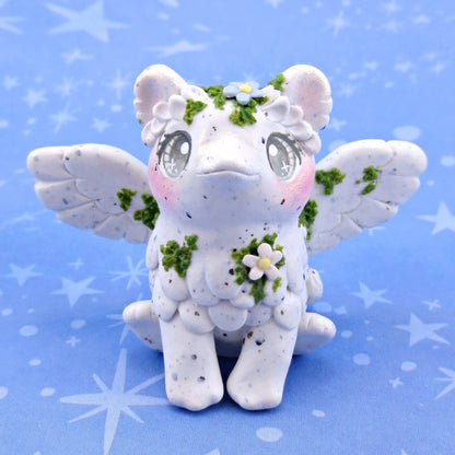 "White Granite" Mossy Gargoyle Griffin/Gryphon Figurine - Polymer Clay Animals Fairytale Spring Collection