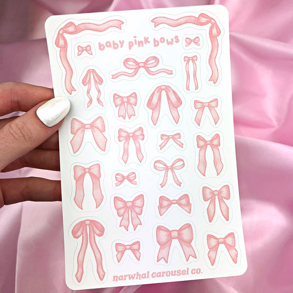 Baby Pink Bows Sticker Sheet