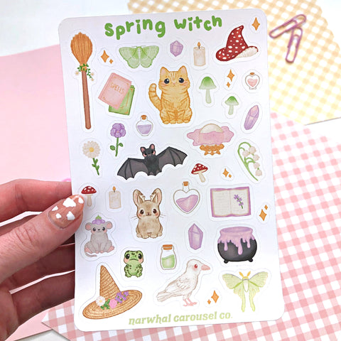 Spring Witch Sticker Sheet