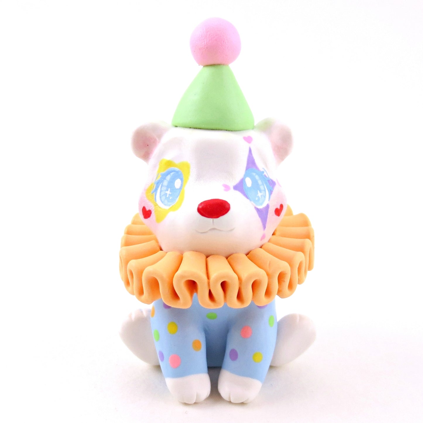 Clown Teddy Bear Figurine - Polymer Clay Animals Carnival/Circus Collection