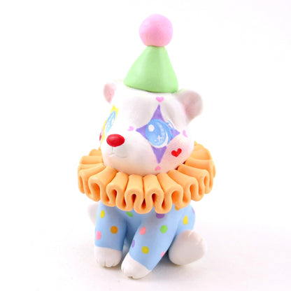 Clown Teddy Bear Figurine - Polymer Clay Animals Carnival/Circus Collection