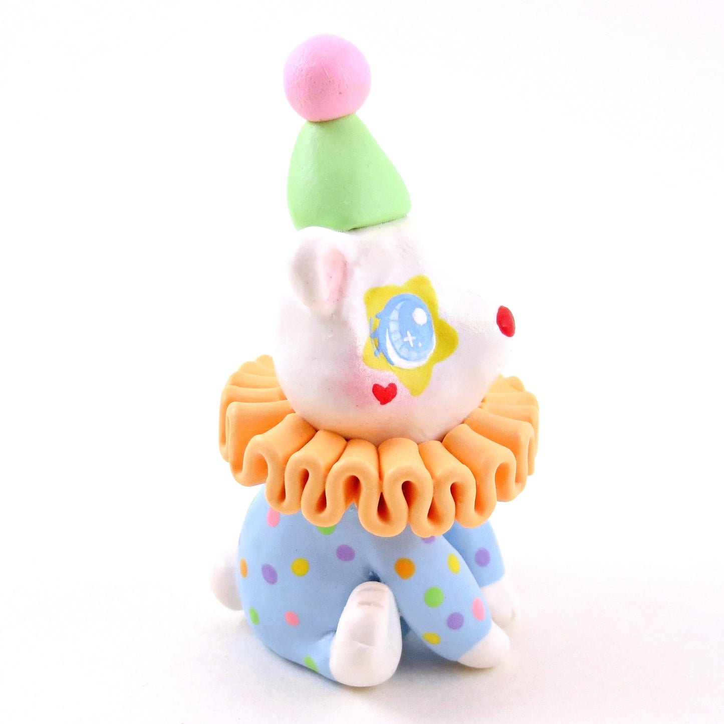 Clown Teddy Bear Figurine - Polymer Clay Animals Carnival/Circus Collection