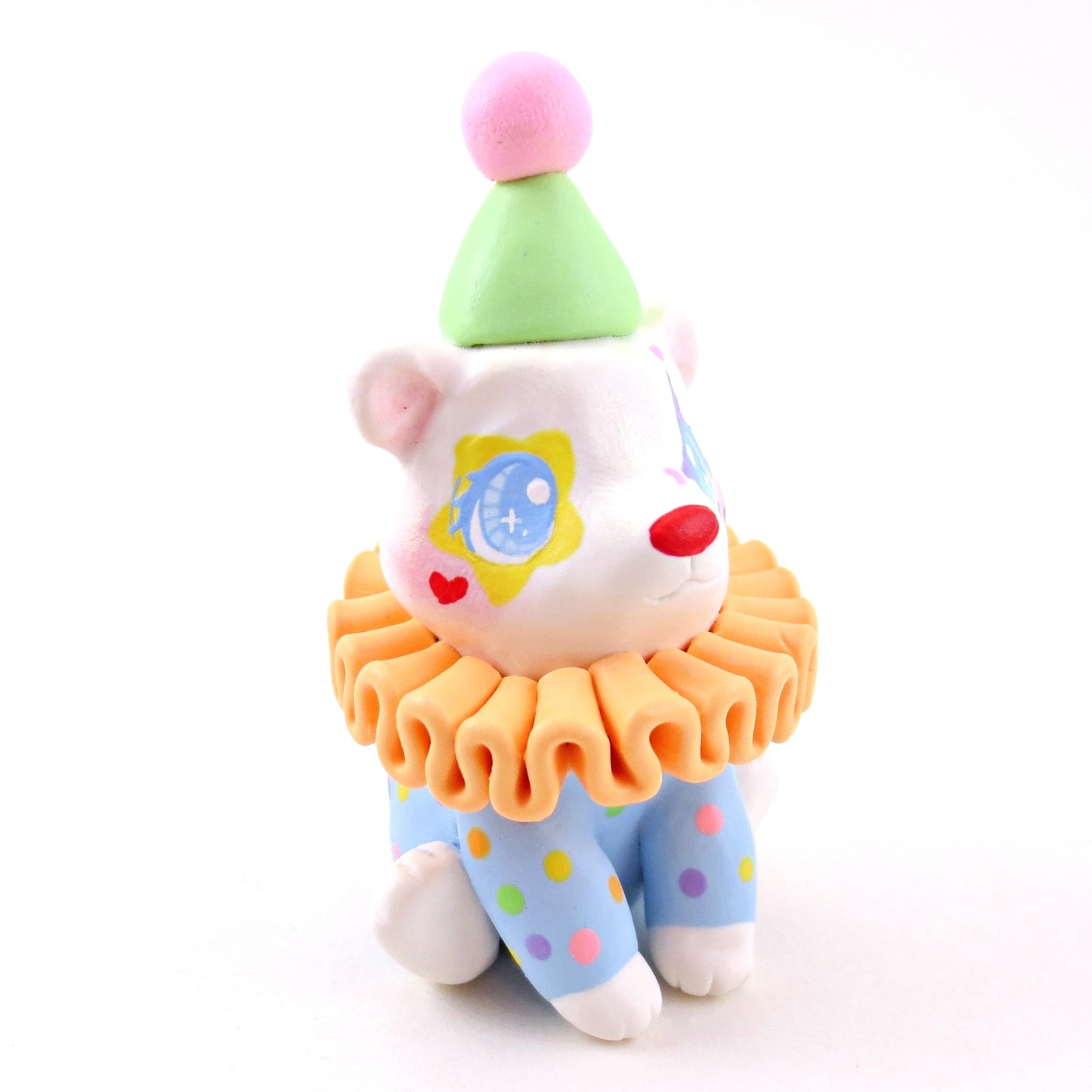 Clown Teddy Bear Figurine - Polymer Clay Animals Carnival/Circus Collection