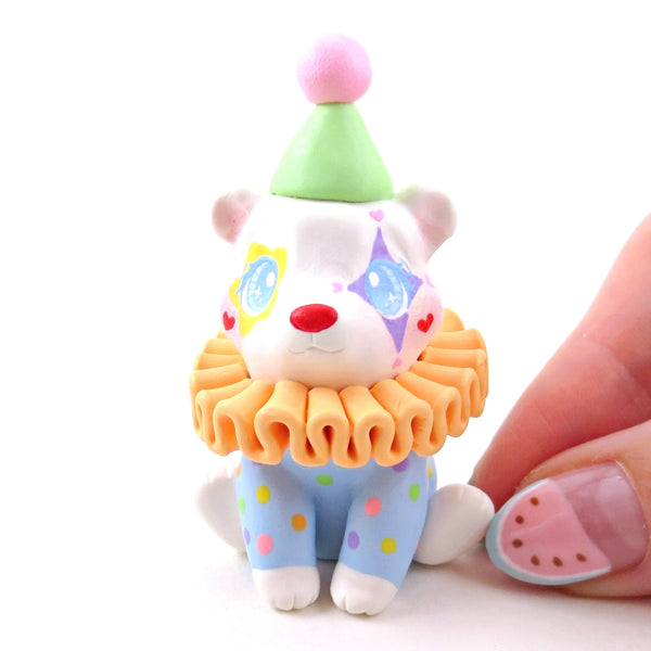 Clown Teddy Bear Figurine - Polymer Clay Animals Carnival/Circus Collection