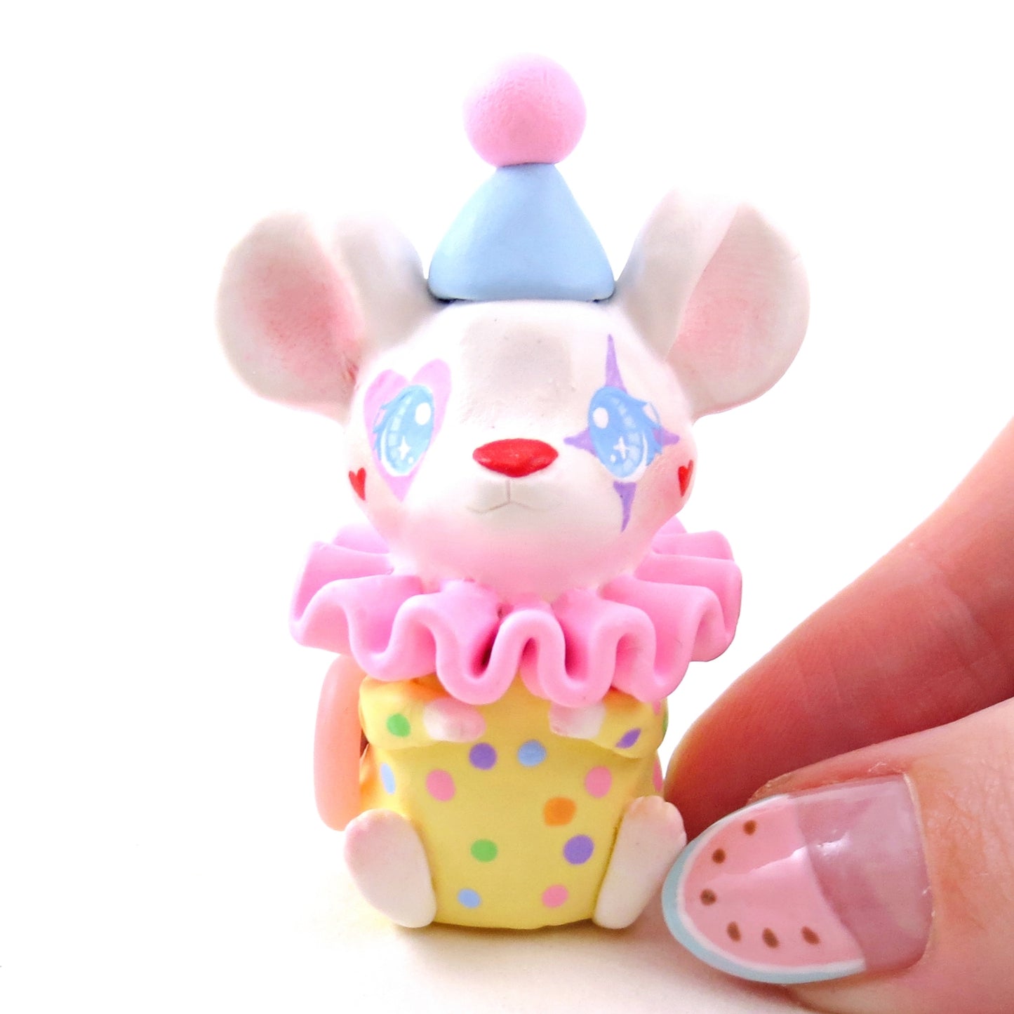 Clown Mouse Figurine - Polymer Clay Animals Carnival/Circus Collection