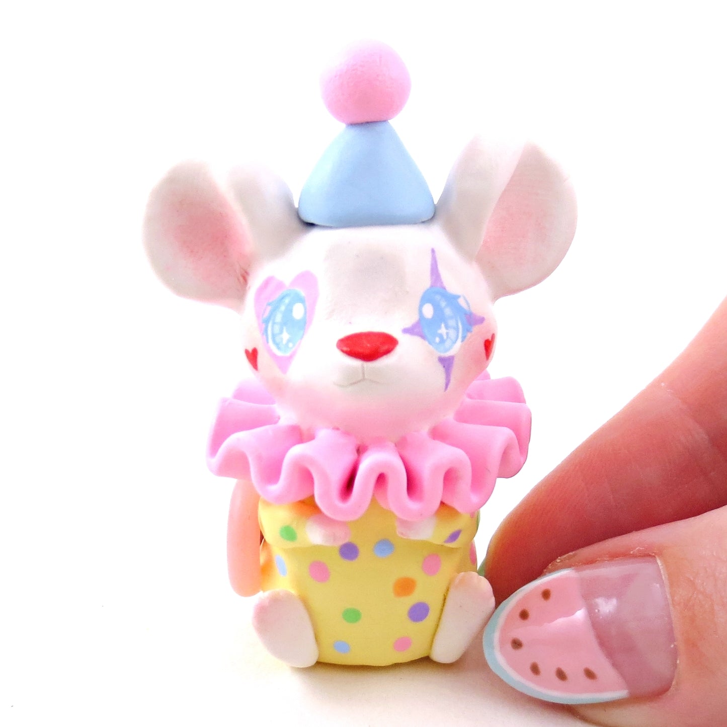 Clown Mouse Figurine - Polymer Clay Animals Carnival/Circus Collection