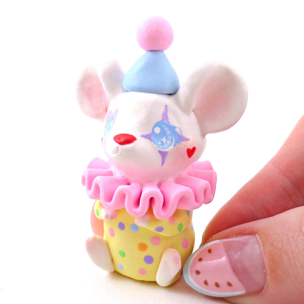 Clown Mouse Figurine - Polymer Clay Animals Carnival/Circus Collection