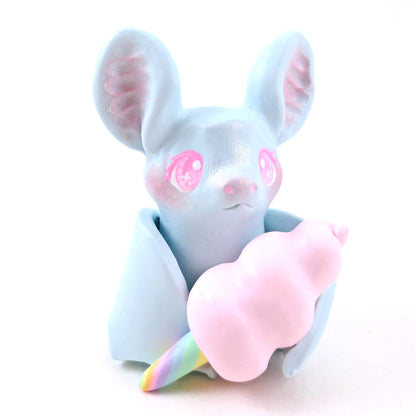 Blue Cotton Candy Bat Figurine - Polymer Clay Animals Carnival/Circus Collection