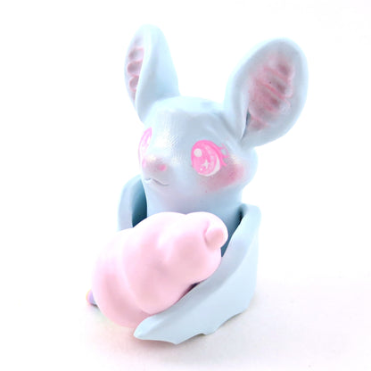 Blue Cotton Candy Bat Figurine - Polymer Clay Animals Carnival/Circus Collection