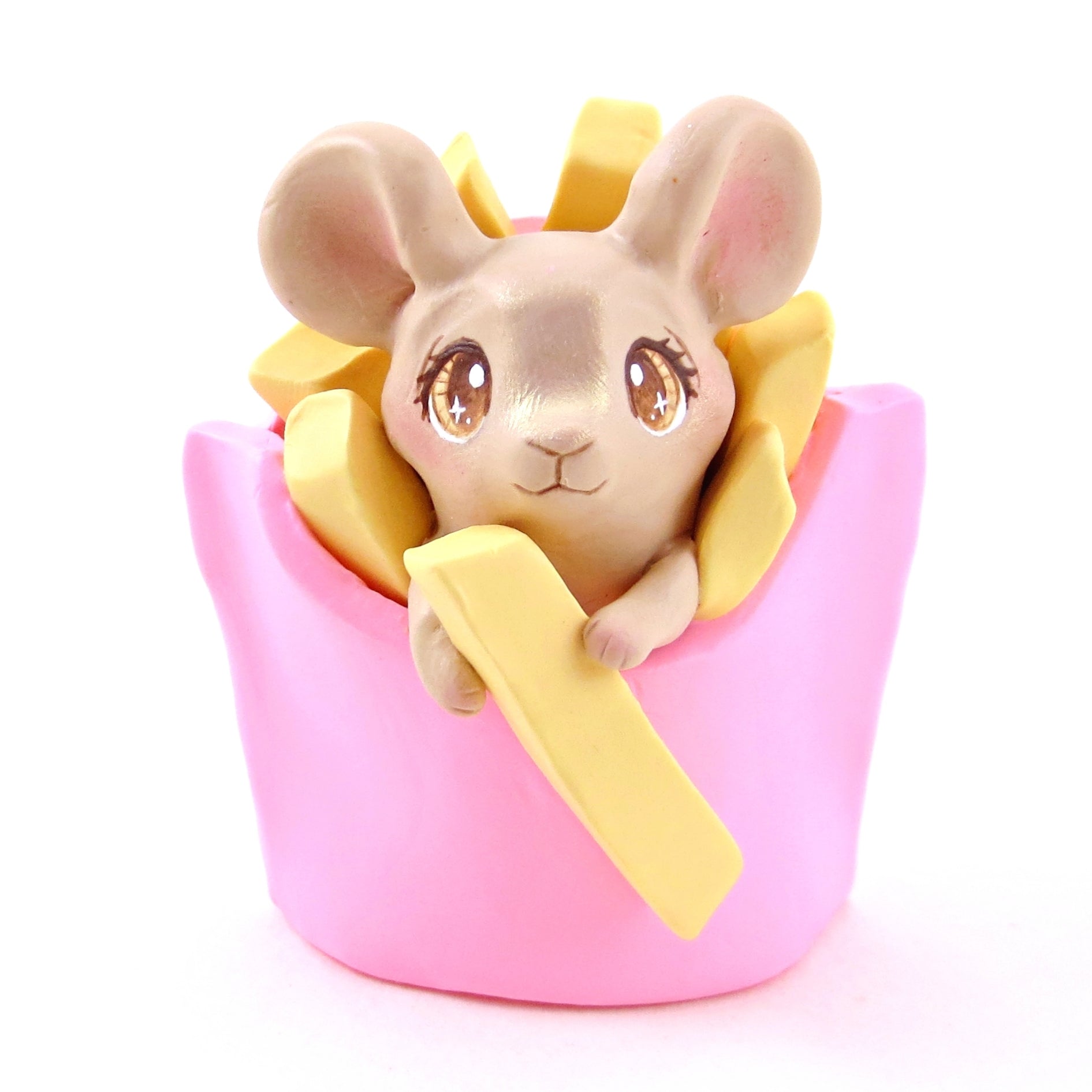 French Fry Mouse Figurine - Polymer Clay Animals Carnival/Circus Collection