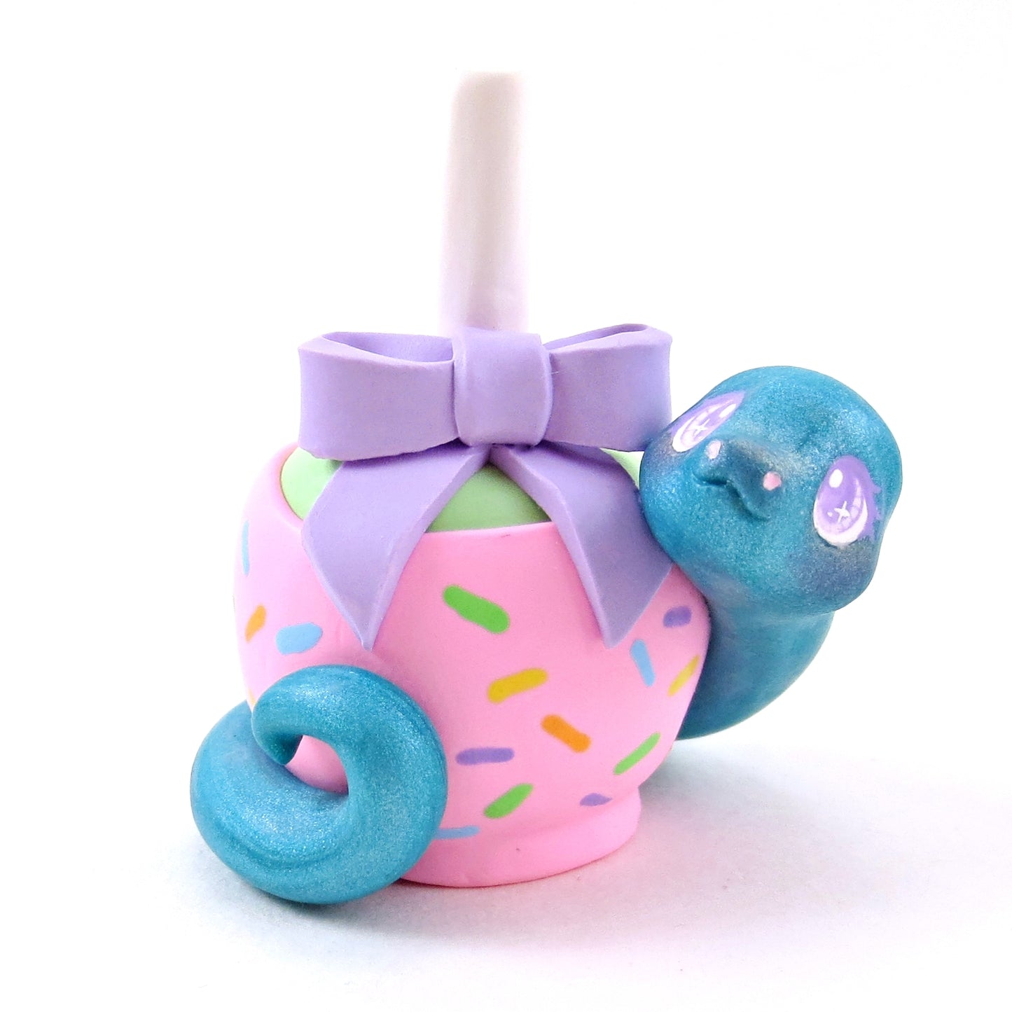 Sprinkle Candy Apple Snake Figurine - Polymer Clay Animals Carnival/Circus Collection