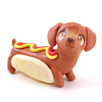 Hot Dog Dauchund Figurine - Polymer Clay Animals Carnival/Circus Collection