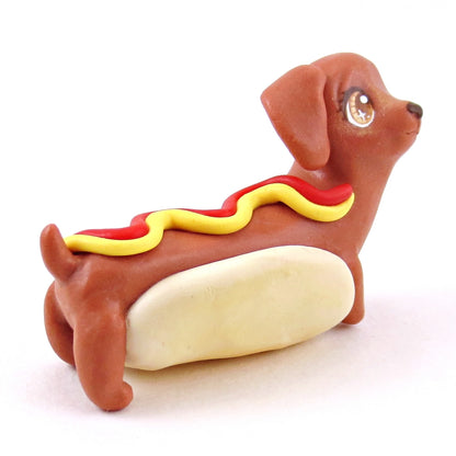 Hot Dog Dauchund Figurine - Polymer Clay Animals Carnival/Circus Collection