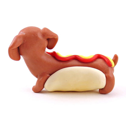 Hot Dog Dauchund Figurine - Polymer Clay Animals Carnival/Circus Collection