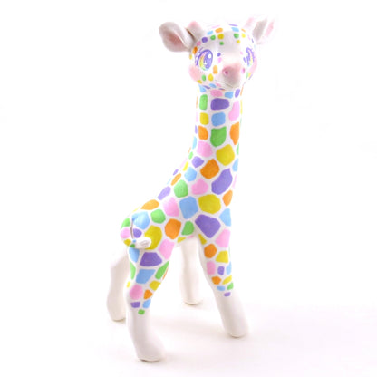 Rainbow Giraffe Figurine - Polymer Clay Animals Rainbow Collection