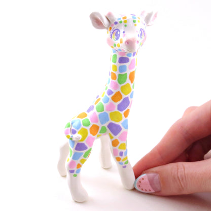 Rainbow Giraffe Figurine - Polymer Clay Animals Rainbow Collection