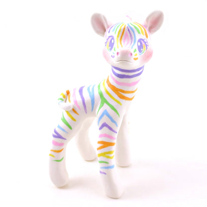 Rainbow Zebra Figurine - Polymer Clay Animals Rainbow Collection