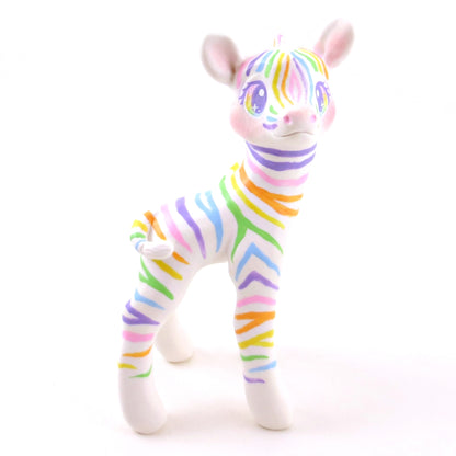 Rainbow Zebra Figurine - Polymer Clay Animals Rainbow Collection