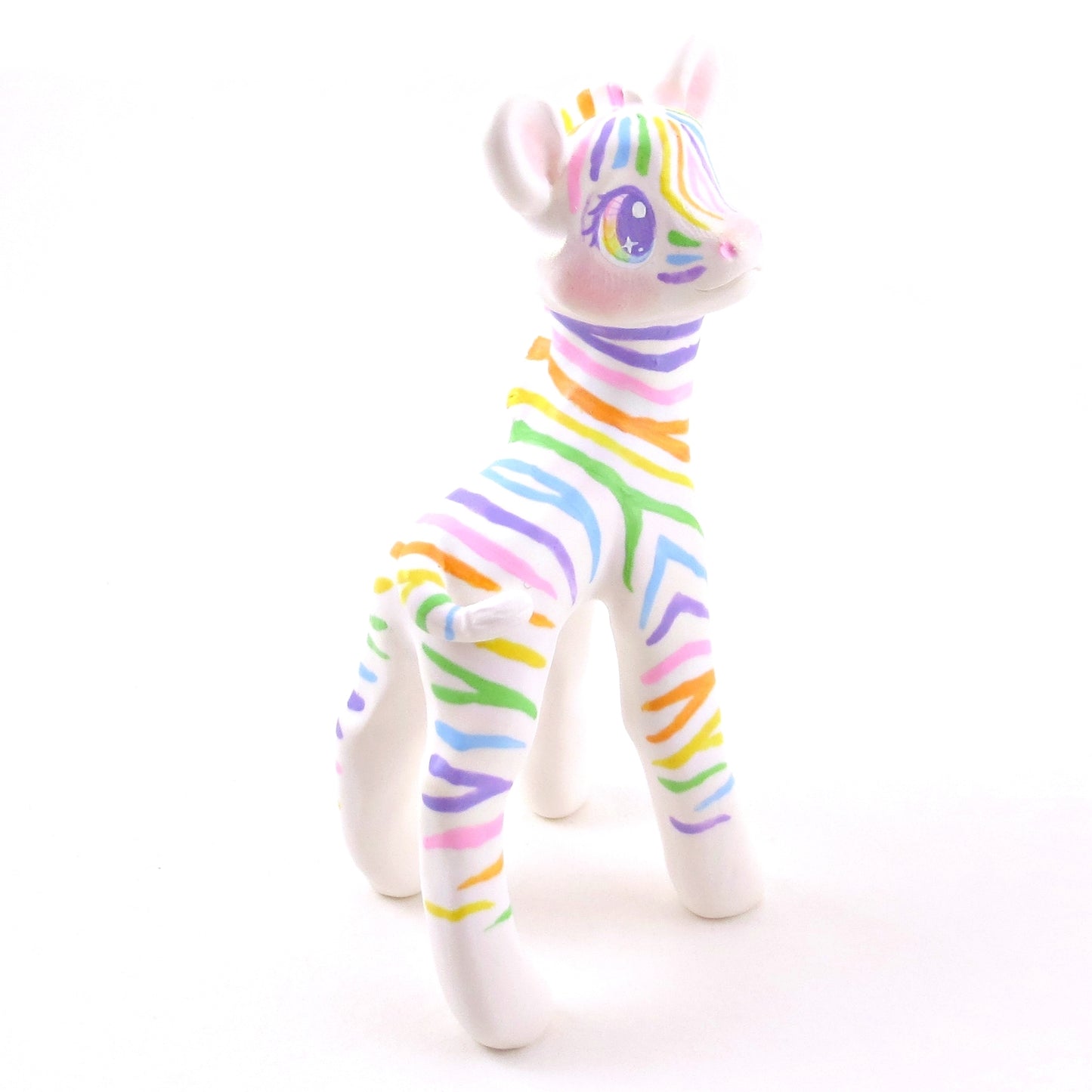 Rainbow Zebra Figurine - Polymer Clay Animals Rainbow Collection