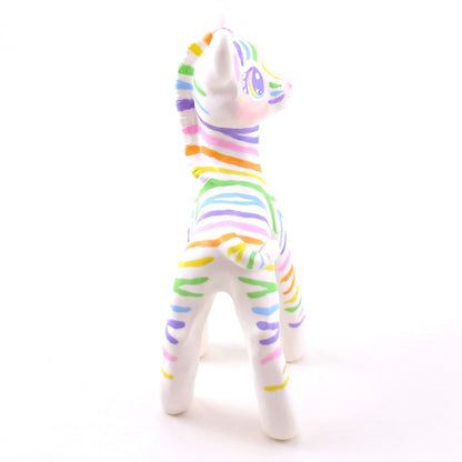 Rainbow Zebra Figurine - Polymer Clay Animals Rainbow Collection