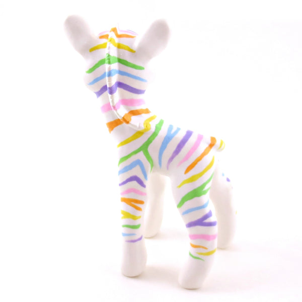 Rainbow Zebra Figurine - Polymer Clay Animals Rainbow Collection