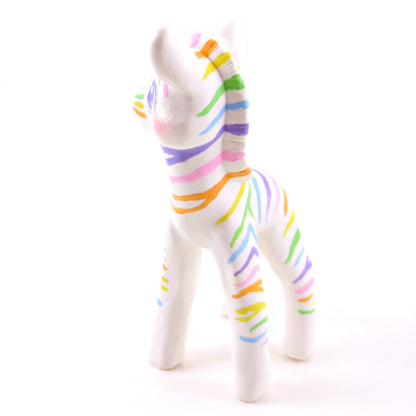 Rainbow Zebra Figurine - Polymer Clay Animals Rainbow Collection