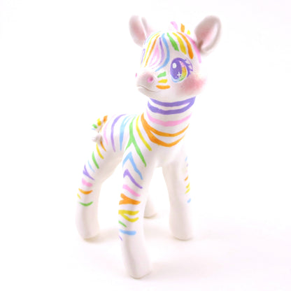 Rainbow Zebra Figurine - Polymer Clay Animals Rainbow Collection