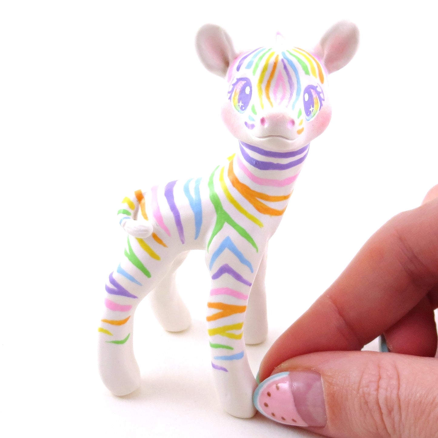 Rainbow Zebra Figurine - Polymer Clay Animals Rainbow Collection