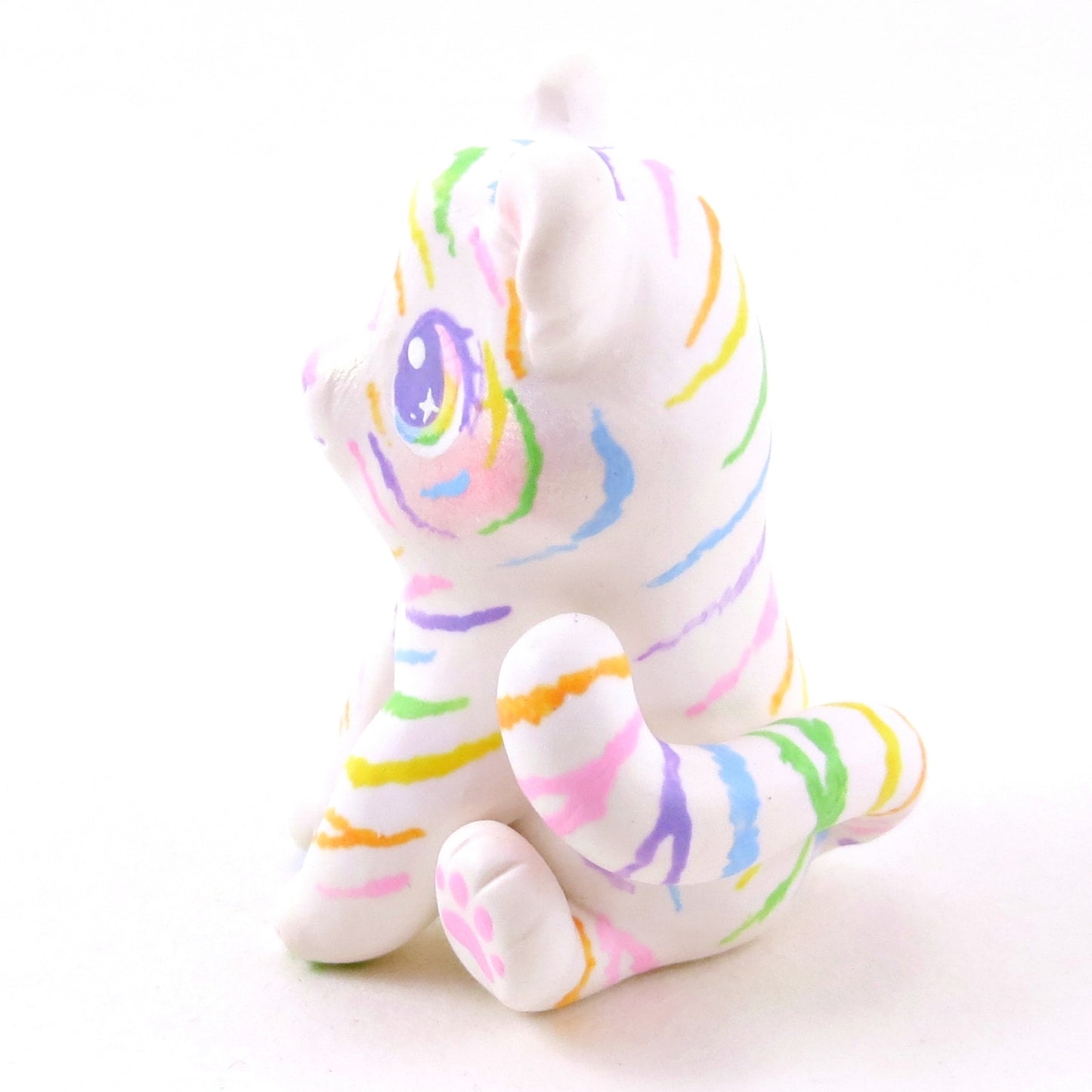 Rainbow Tiger Figurine - Polymer Clay Animals Rainbow Collection