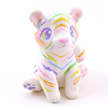 Rainbow Tiger Figurine - Polymer Clay Animals Rainbow Collection