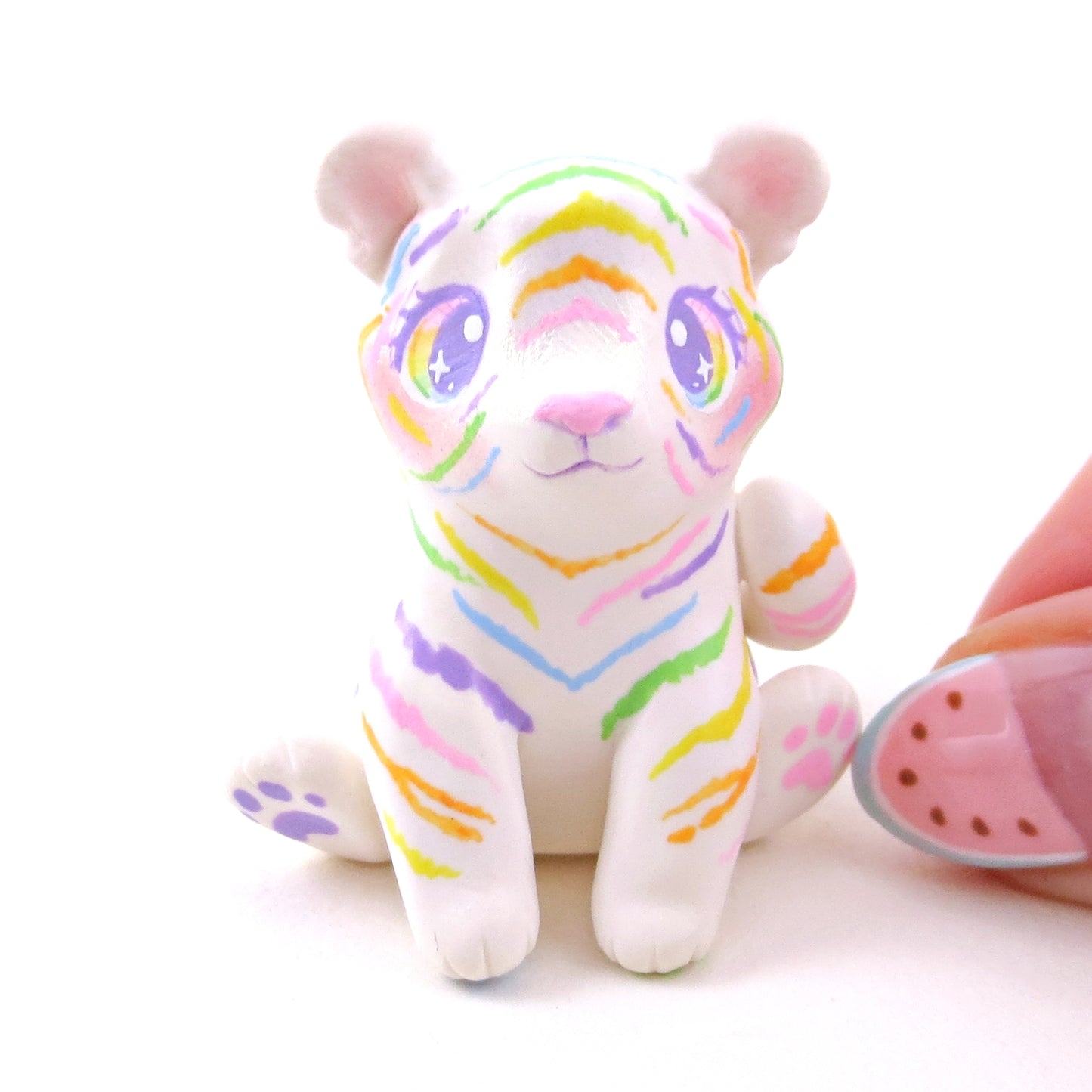 Rainbow Tiger Figurine - Polymer Clay Animals Rainbow Collection