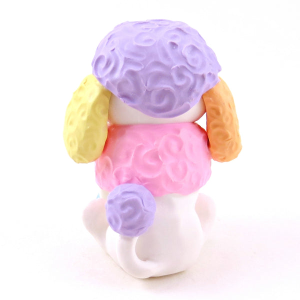Rainbow Poodle Puppy Dog Figurine - Polymer Clay Animals Rainbow Collection