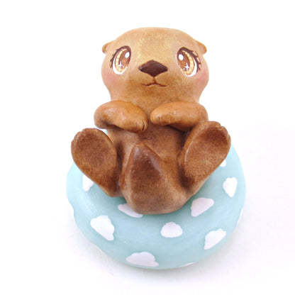 Otter in a Cloud Floatie Figurine - Polymer Clay Animals Pool Party Collection