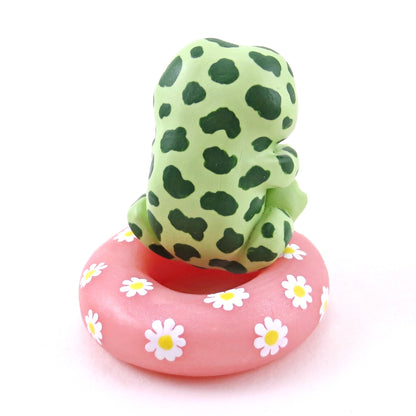 Frog in a Daisy Floatie Figurine - Polymer Clay Animals Pool Party Collection