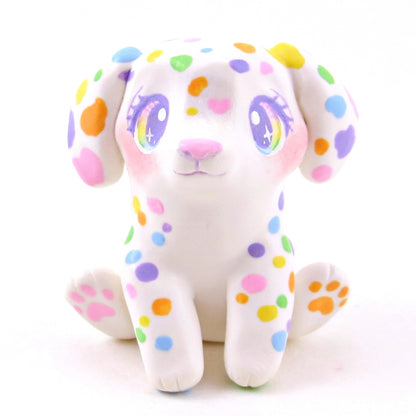 Rainbow Dalmatian Puppy Dog Figurine - Polymer Clay Animals Rainbow Collection