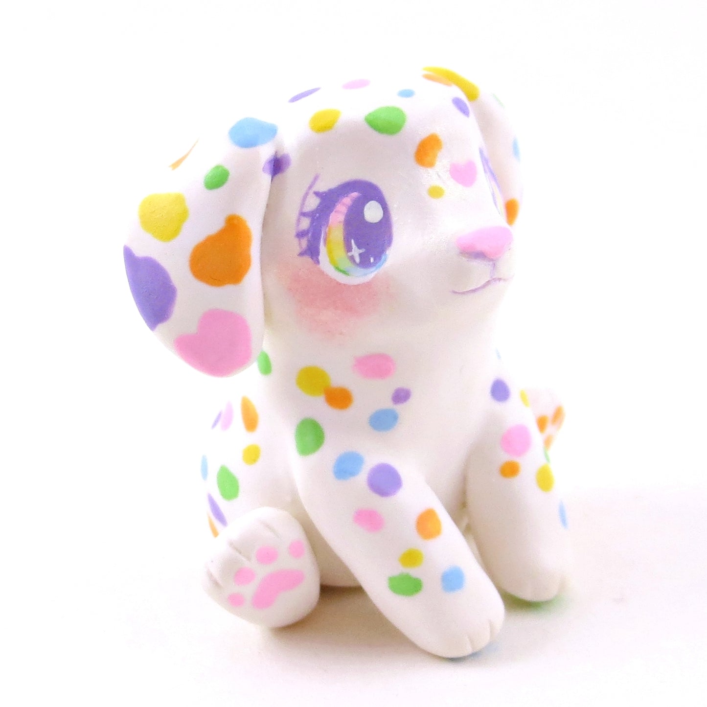 Rainbow Dalmatian Puppy Dog Figurine - Polymer Clay Animals Rainbow Collection