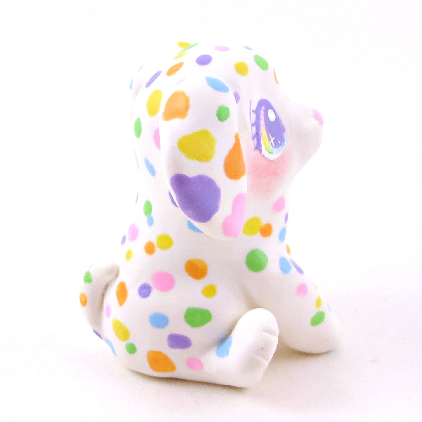 Rainbow Dalmatian Puppy Dog Figurine - Polymer Clay Animals Rainbow Collection