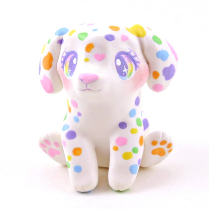 Rainbow Dalmatian Puppy Dog Figurine - Polymer Clay Animals Rainbow Collection