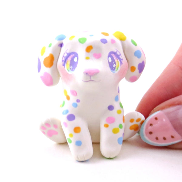 Rainbow Dalmatian Puppy Dog Figurine - Polymer Clay Animals Rainbow Collection
