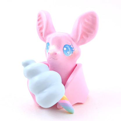 Pink Cotton Candy Bat Figurine - Polymer Clay Animals Carnival/Circus Collection