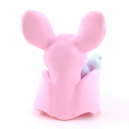 Pink Cotton Candy Bat Figurine - Polymer Clay Animals Carnival/Circus Collection