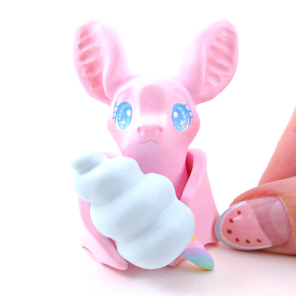 Pink Cotton Candy Bat Figurine - Polymer Clay Animals Carnival/Circus Collection