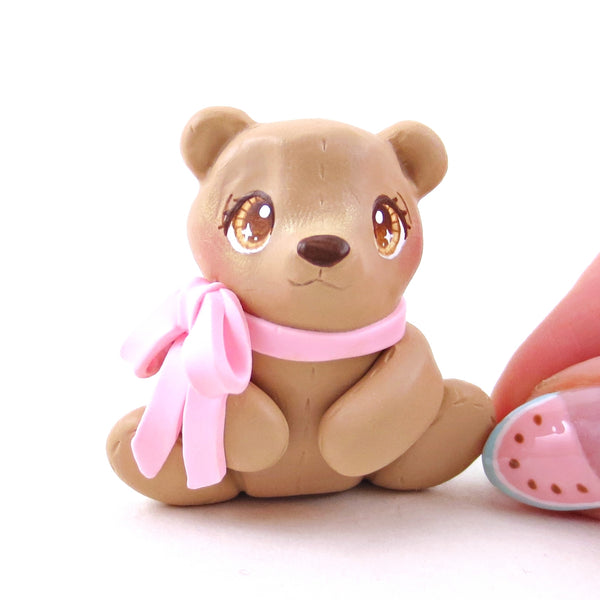 Teddy Bear Figurine - Polymer Clay Animals Carnival/Circus Collection
