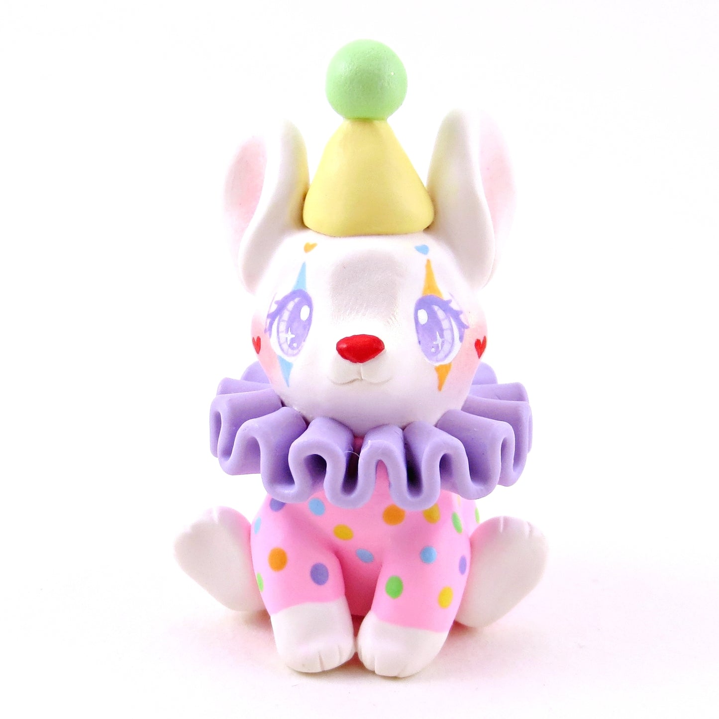 Clown Bunny Figurine - Polymer Clay Animals Carnival/Circus Collection