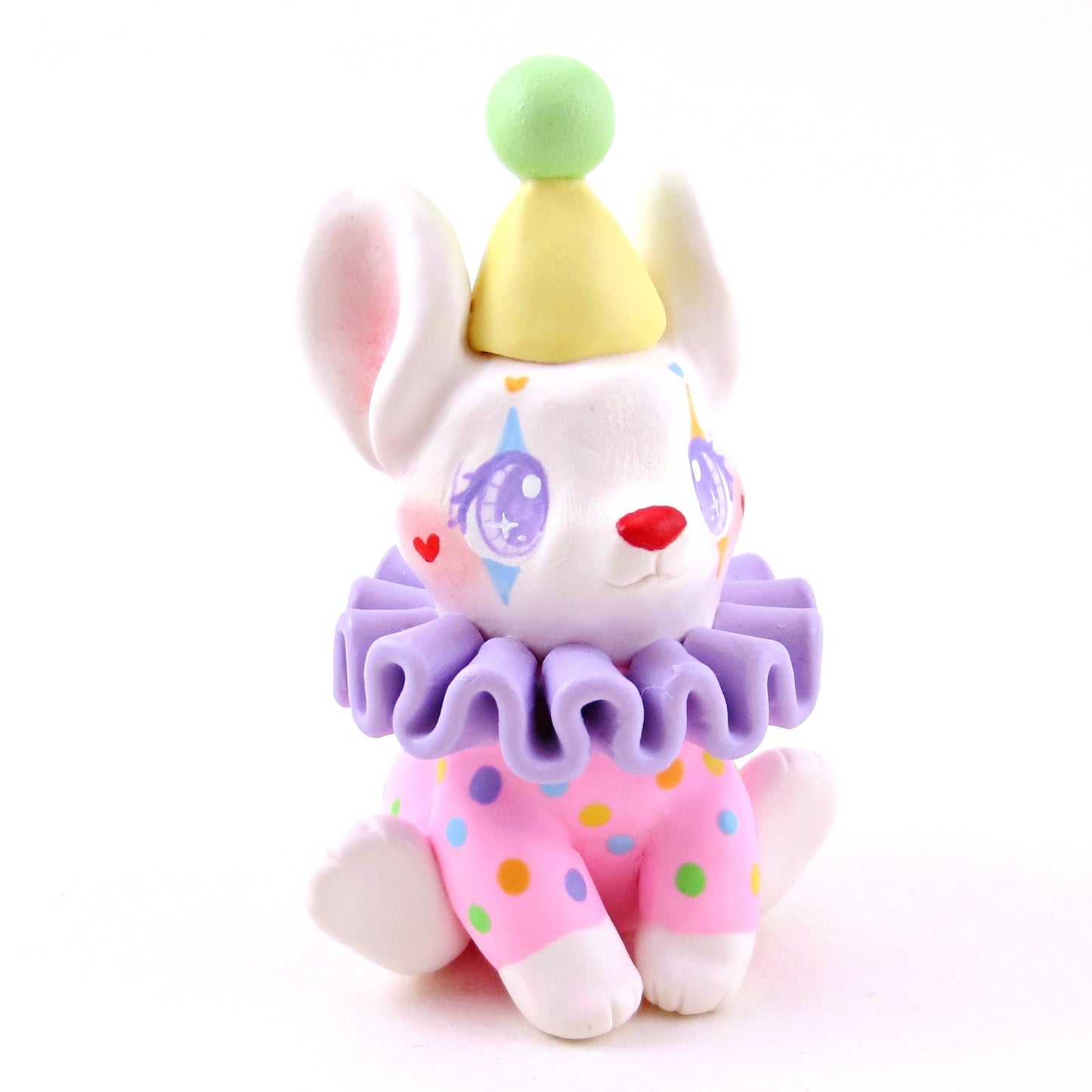 Clown Bunny Figurine - Polymer Clay Animals Carnival/Circus Collection