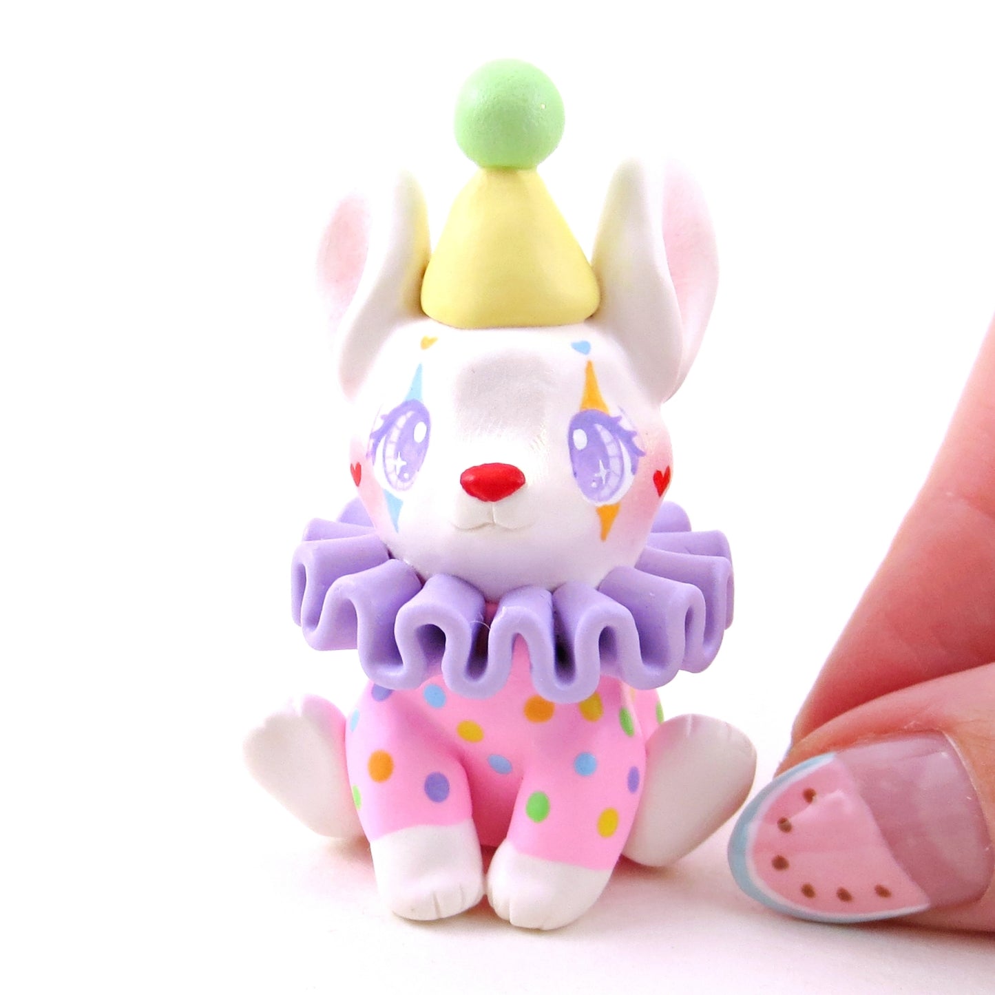 Clown Bunny Figurine - Polymer Clay Animals Carnival/Circus Collection