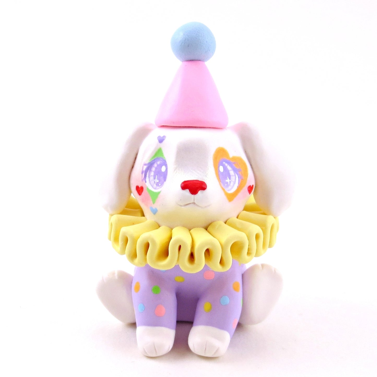 Clown Puppy Figurine - Polymer Clay Animals Carnival/Circus Collection