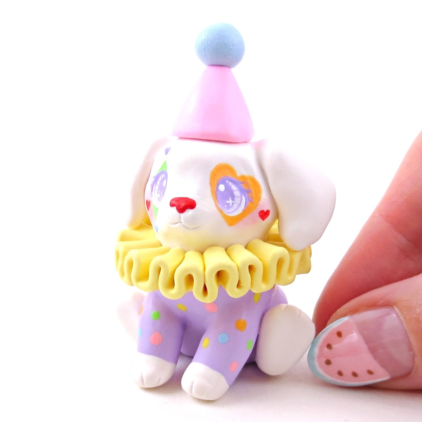 Clown Puppy Figurine - Polymer Clay Animals Carnival/Circus Collection