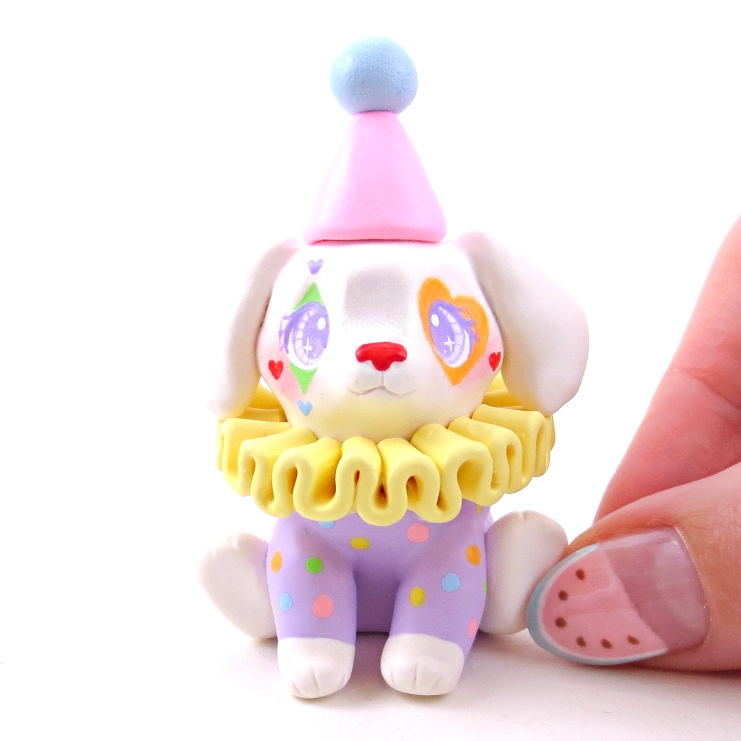 Clown Puppy Figurine - Polymer Clay Animals Carnival/Circus Collection