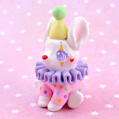 Clown Bunny Figurine - Polymer Clay Animals Carnival/Circus Collection